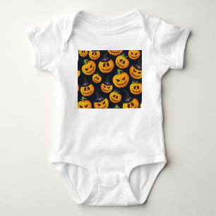 Halloween Pumpkin: Vintage Witch Pattern Baby Bodysuit