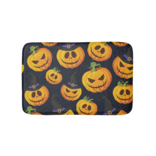 Halloween Pumpkin: Vintage Witch Pattern Bath Mat