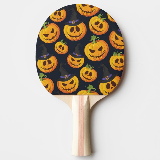 Halloween Pumpkin: Vintage Witch Pattern Ping Pong Paddle (Front)