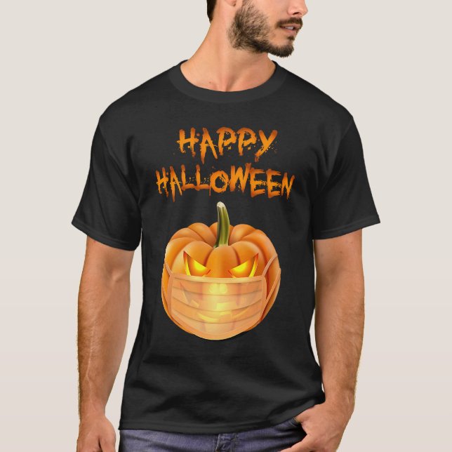 Halloween Pumpkin Wearing Face Mask Funny Jack O L T-Shirt (Front)
