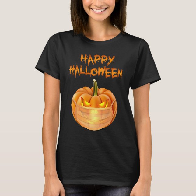 Halloween Pumpkin Wearing Face Mask Funny Jack O L T-Shirt (Front)