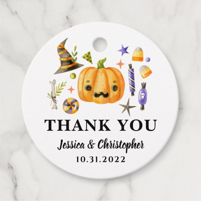 Halloween Pumpkin Wedding Thank You Favour Tag (Front)