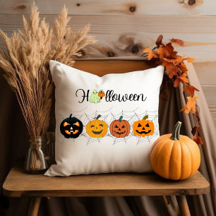 halloween pumpkin, white, Halloween gift Cushion