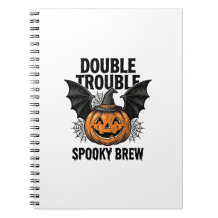 Halloween Pumpkin Witch Double Trouble Vintage Des Notebook
