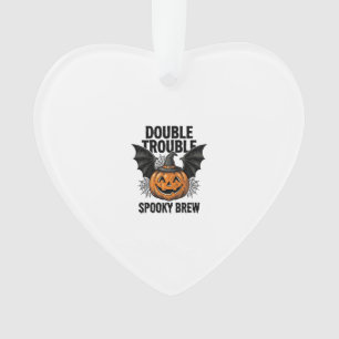 Halloween Pumpkin Witch Double Trouble Vintage Des Ornament