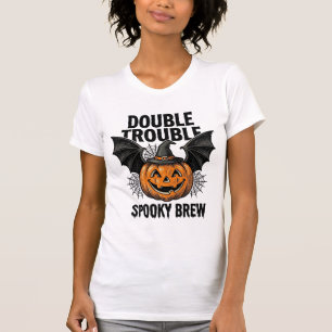 Halloween Pumpkin Witch Double Trouble Vintage Des T-Shirt