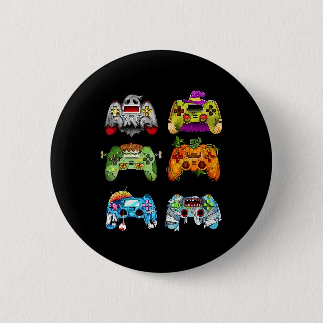 Halloween Pumpkin Witch Gaming Controllers Zombie  6 Cm Round Badge (Front)