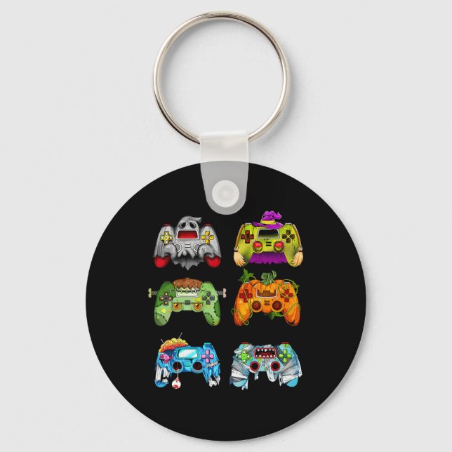 Halloween Pumpkin Witch Gaming Controllers Zombie  Key Ring (Front)