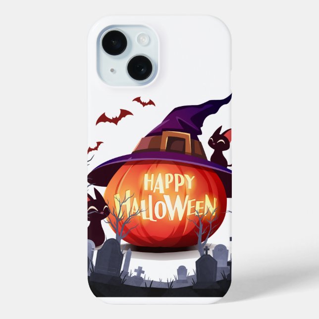Halloween Pumpkin, Witch Hat and Black Cats Case-Mate iPhone Case (Back)