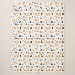 Halloween pumpkin, witch hat spiderwebs blancket sherpa blanket