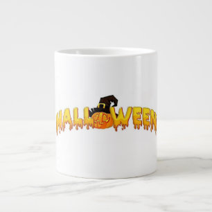 Halloween pumpkin witch large coffee mug