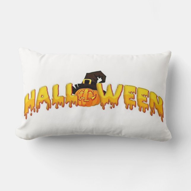 Halloween pumpkin witch lumbar cushion (Front)