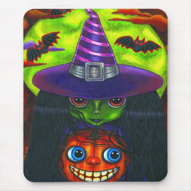 Halloween Pumpkin Witch Mousepad (Front)