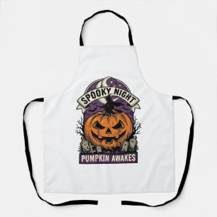 Halloween Pumpkin Witch Vintage Spooky Night Shirt Apron