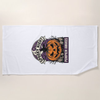 Halloween Pumpkin Witch Vintage Spooky Night Shirt Beach Towel