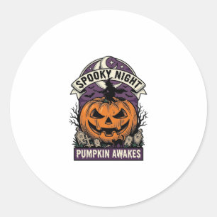 Halloween Pumpkin Witch Vintage Spooky Night Shirt Classic Round Sticker