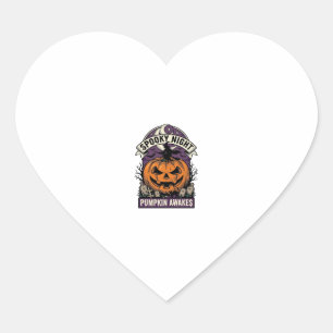 Halloween Pumpkin Witch Vintage Spooky Night Shirt Heart Sticker