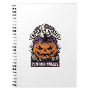 Halloween Pumpkin Witch Vintage Spooky Night Shirt Notebook