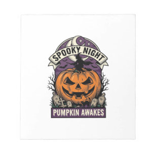 Halloween Pumpkin Witch Vintage Spooky Night Shirt Notepad