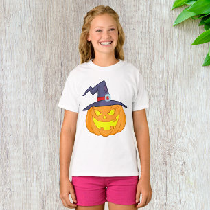 Halloween Pumpkin With A Witch Hat Girls T-Shirt
