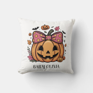 halloween pumpkin with bow Pillow for baby girl