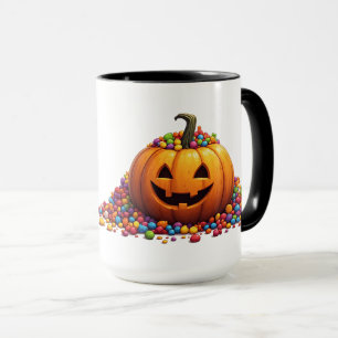 Halloween Pumpkin With Colourful Candy Trick Or Tr Mug
