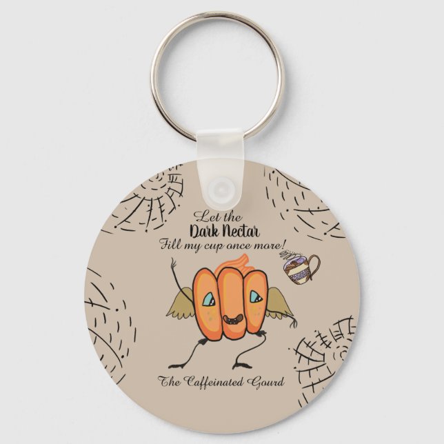 Halloween pumpkin with funny quotes key ring (Back)