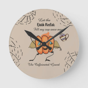 Halloween pumpkin with funny quotes round clock