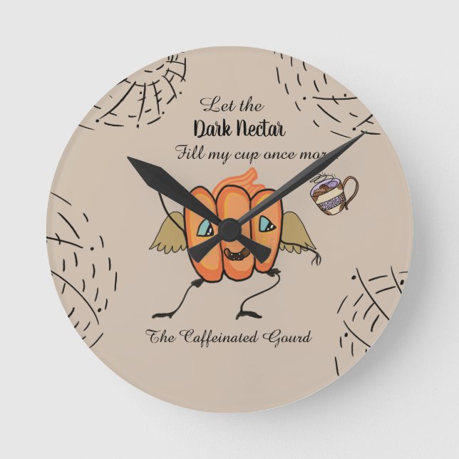 Halloween pumpkin with funny quotes round clock (Front)