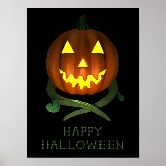 Halloween Pumpkin with Vines Poster (Front)