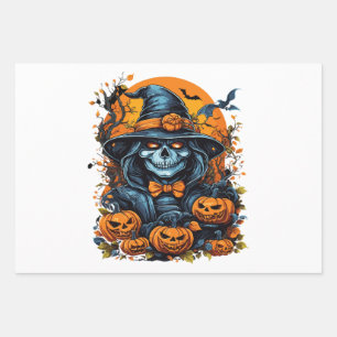 Halloween Pumpkin Wrapping Paper Sheet