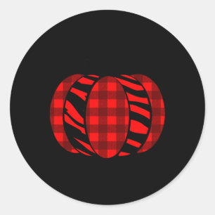 Halloween Pumpkin Zebra Plaid Buffalo For Women Th Classic Round Sticker