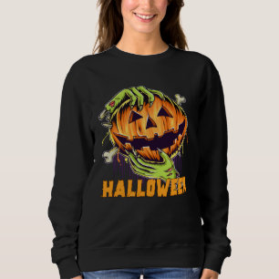 Halloween Pumpkin Zombie hands scary bone Sweatshirt