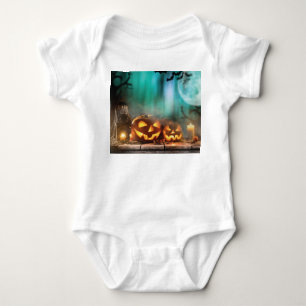 Halloween pumpkins and bats baby bodysuit