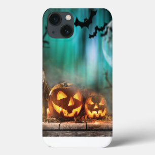Halloween pumpkins and bats iPhone 13 case