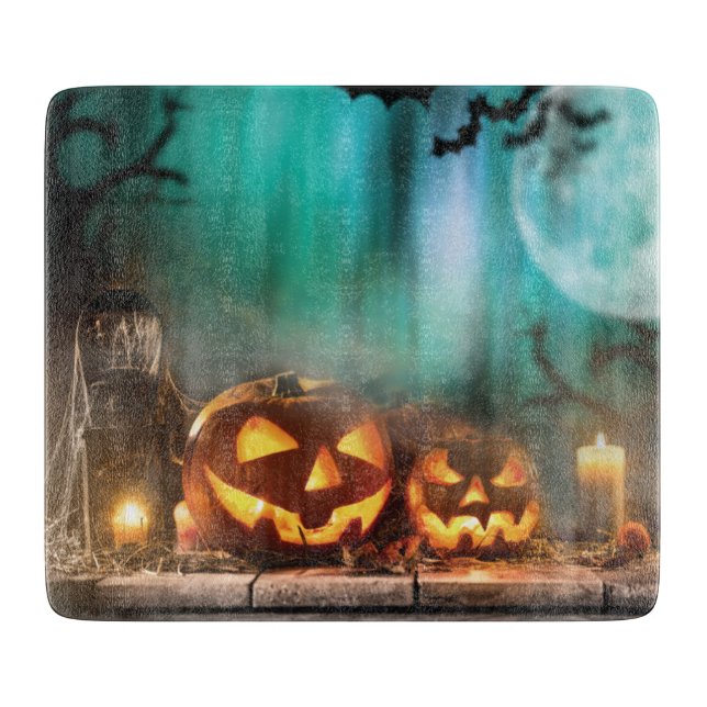 Halloween pumpkins and bats  cutting board (Front)