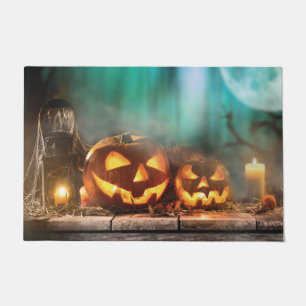 Halloween pumpkins and bats doormat