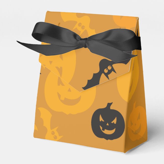 Halloween pumpkins and bats favour box (Front Side)