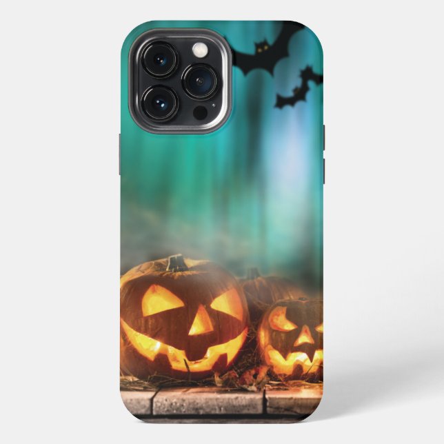 Halloween pumpkins and bats  iPhone case (Back)