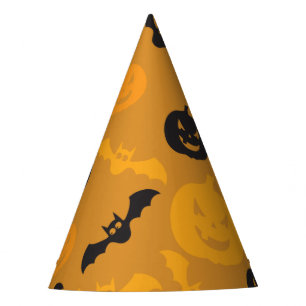 Halloween pumpkins and bats party hat
