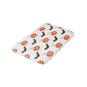 Halloween Pumpkins and Bats, Trick or Treat, Boo Bath Mat