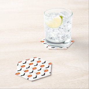 Halloween Pumpkins and Bats, Trick or Treat, Boo Paper Coaster