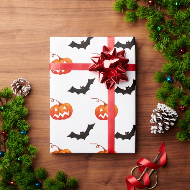 Halloween Pumpkins and Bats, Trick or Treat, Boo Wrapping Paper (Holiday Gift)