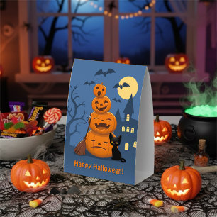 Halloween Pumpkins and Black Cat