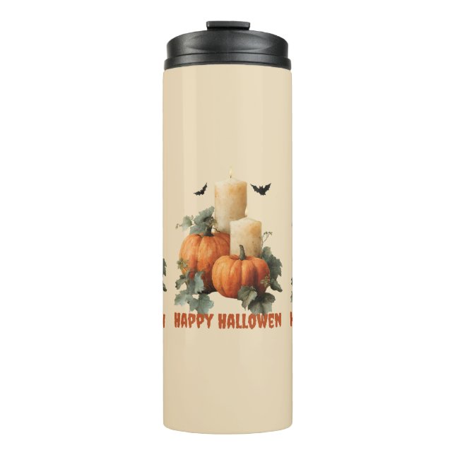 Halloween Pumpkins and Candles Art Thermal Tumbler (Front)