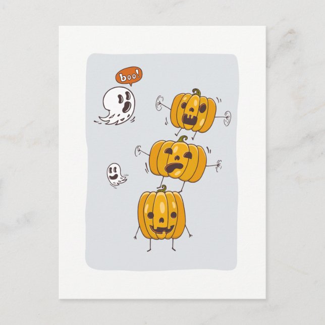 Halloween Pumpkins and Ghosts Postcard (Front)