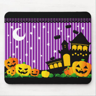 Halloween Pumpkins and Haunted House Mouse Pad