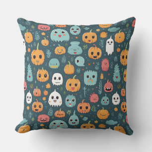 Halloween pumpkins and monsters cushion