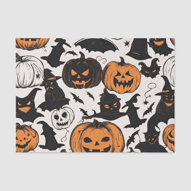 Halloween Pumpkins and Monsters  Tissue Paper (Front)
