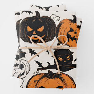 Halloween Pumpkins and Monsters  Wrapping Paper Sheet